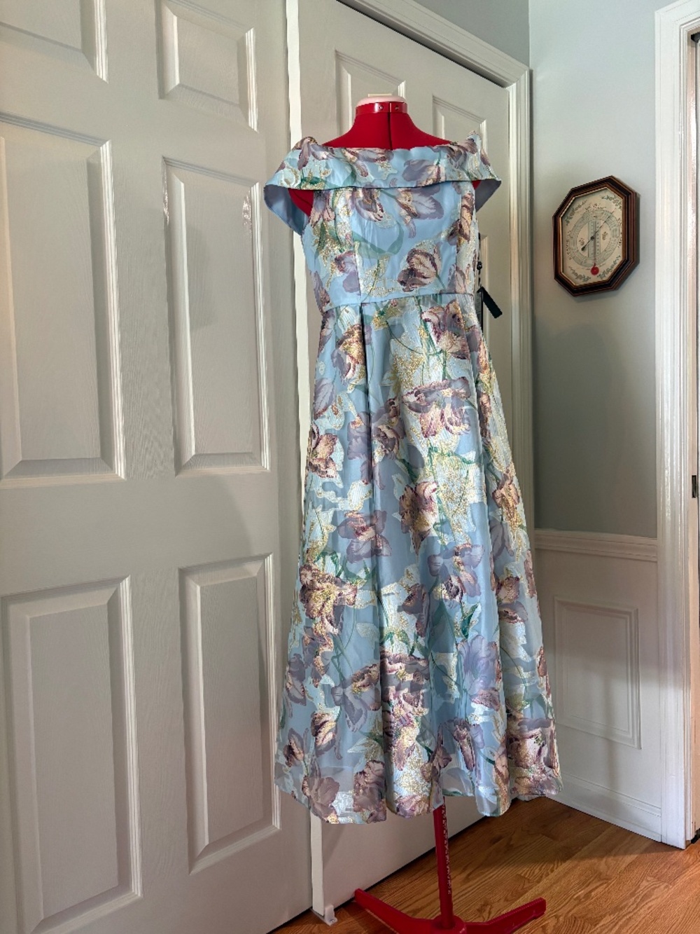 NWT Adrianna Papell Light Blue Floral Ankle Length Dress